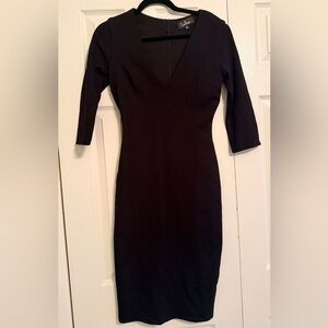 Lulu's Black Long Sleeve V-Neck Sheath Dress